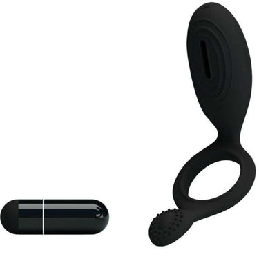 Anello Vibrante Pretty Love Ethel in Silicone Nero per Stimolazione Intensa